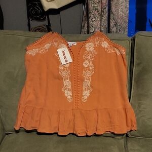 Love on a Hanger Orange Floral Embroidered Blouse